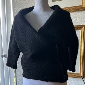 ZADIG & VOLTAIRE DELUXE 100% cashmere Black Wrap Sweater with Zipper